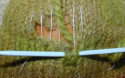 First row working into the hole