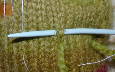 Top of the first duplicate stitch